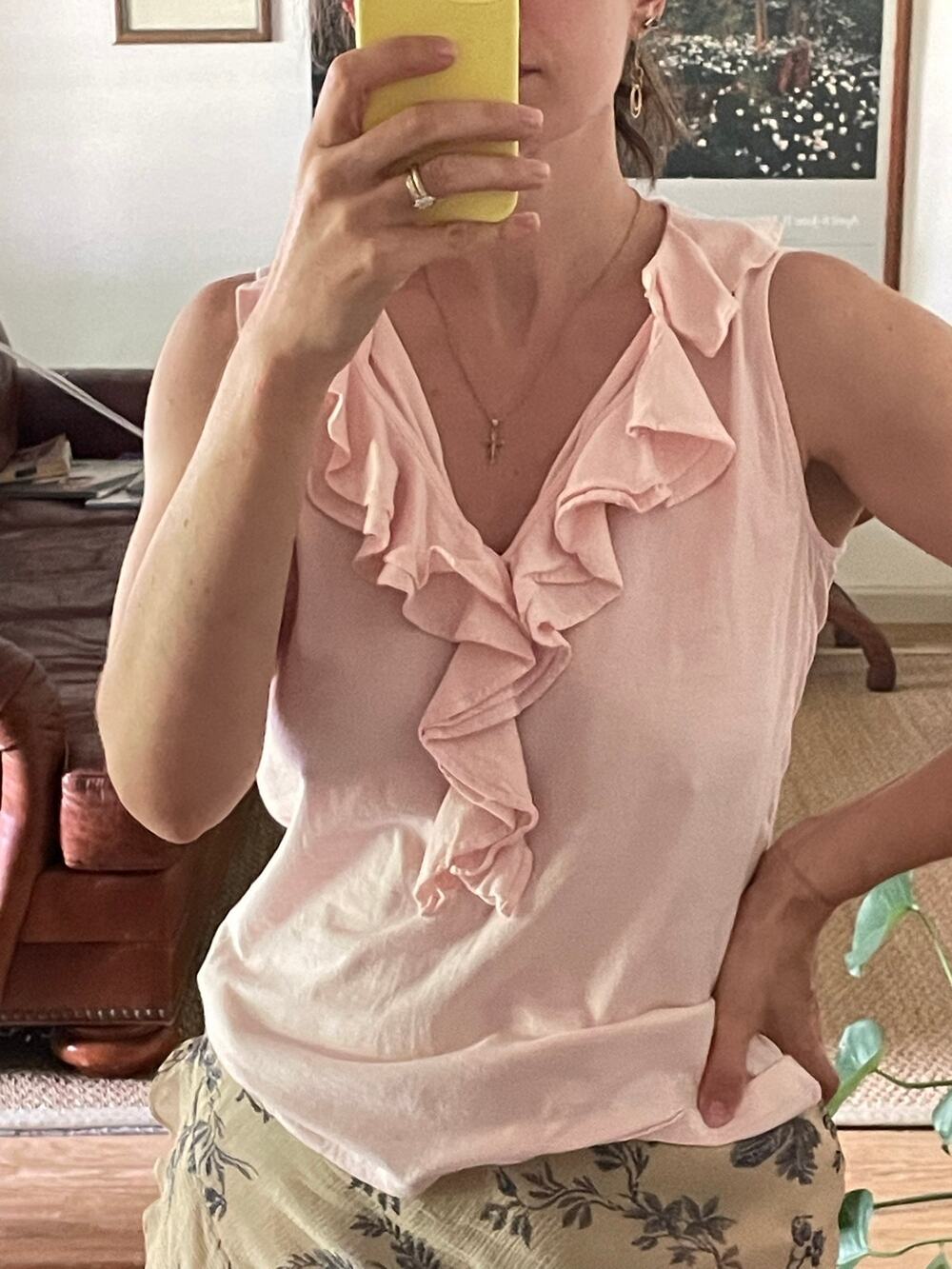 Ralph Lauren Jeans Co Pink Cotton Ruffle Top